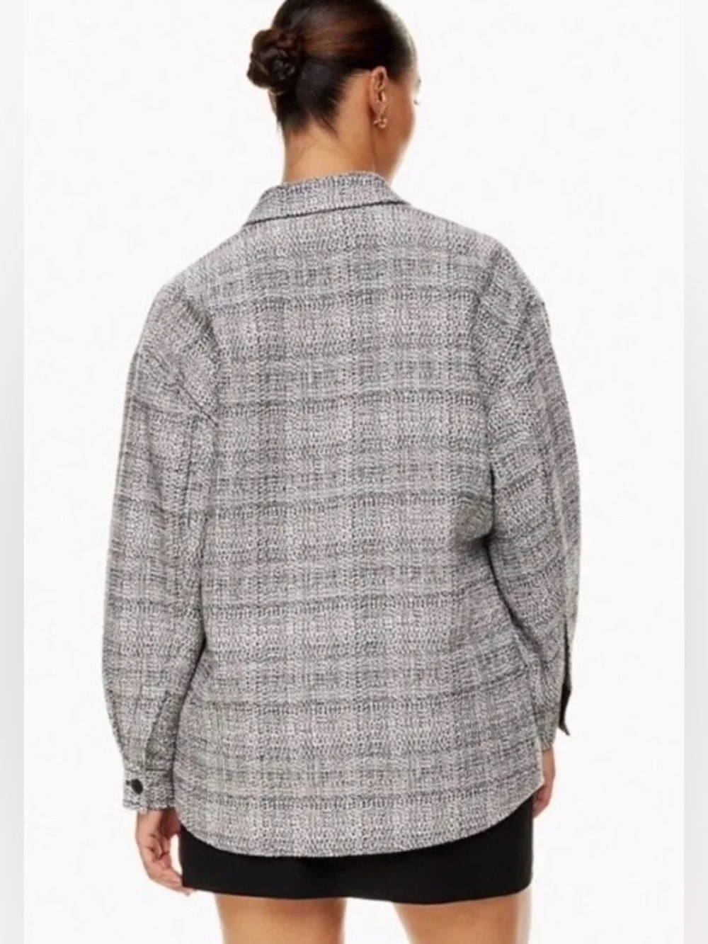 Aritzia Babaton Joan Shirt Women Sz 2 Tweed Jacket Shacket Linen Blend Textured